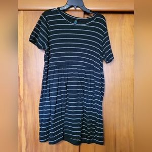 Black and White Striped Babydoll Dress